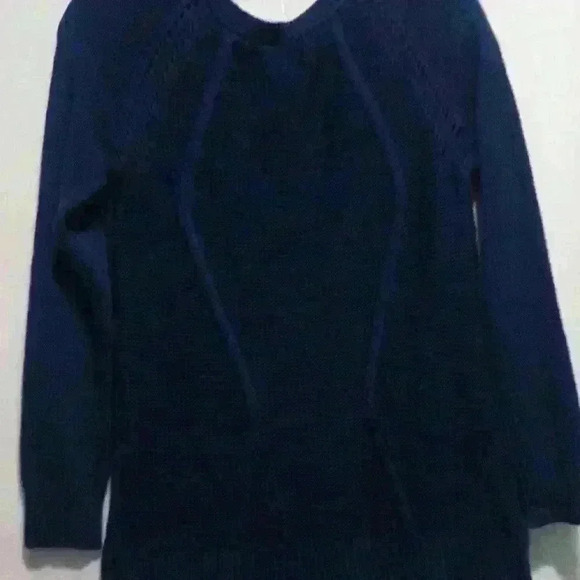 Women's Apt 9 M cable knit heavy knit deep navy blue sharp long line sweater - Picture 6 of 6